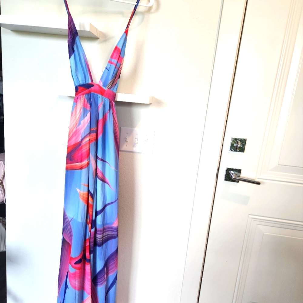 Beautiful blue, pink, orange and purple maxi dress